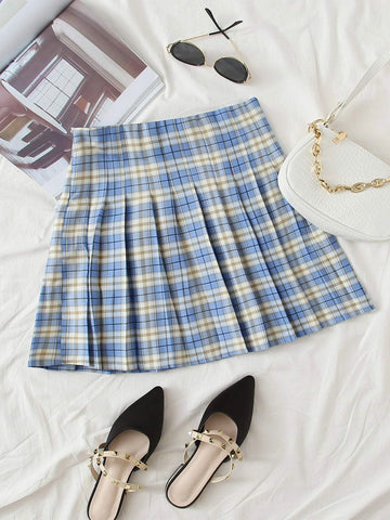 Qutie Tartan Mini Pleated Skirt