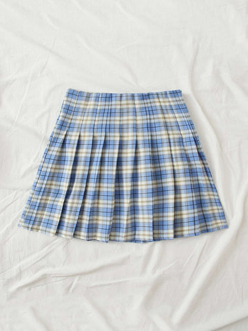 Qutie Tartan Mini Pleated Skirt