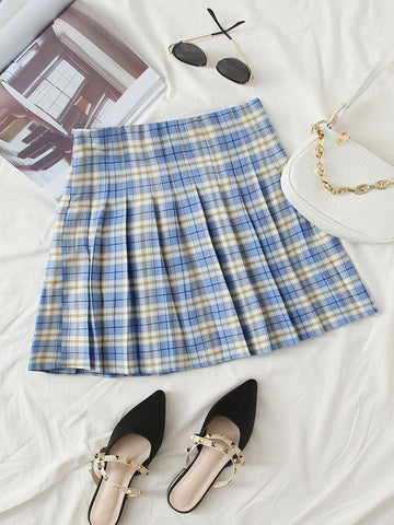 Qutie Tartan Mini Pleated Skirt