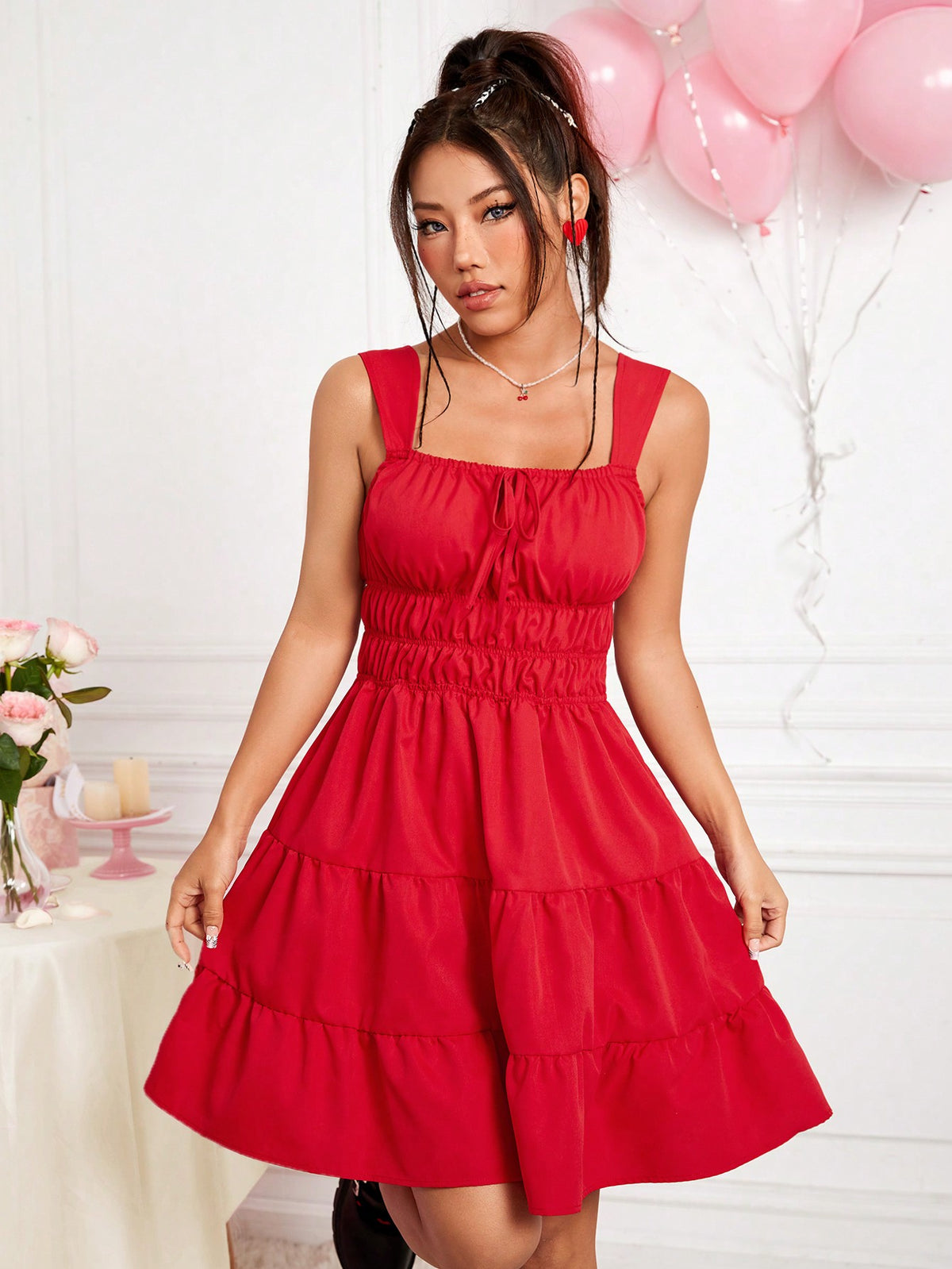 Valentine's Day Waist-Cinched Fit & Flare Dress For Women