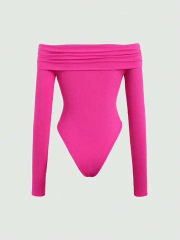 Women'S Knitted Off Shoulder Bodysuit