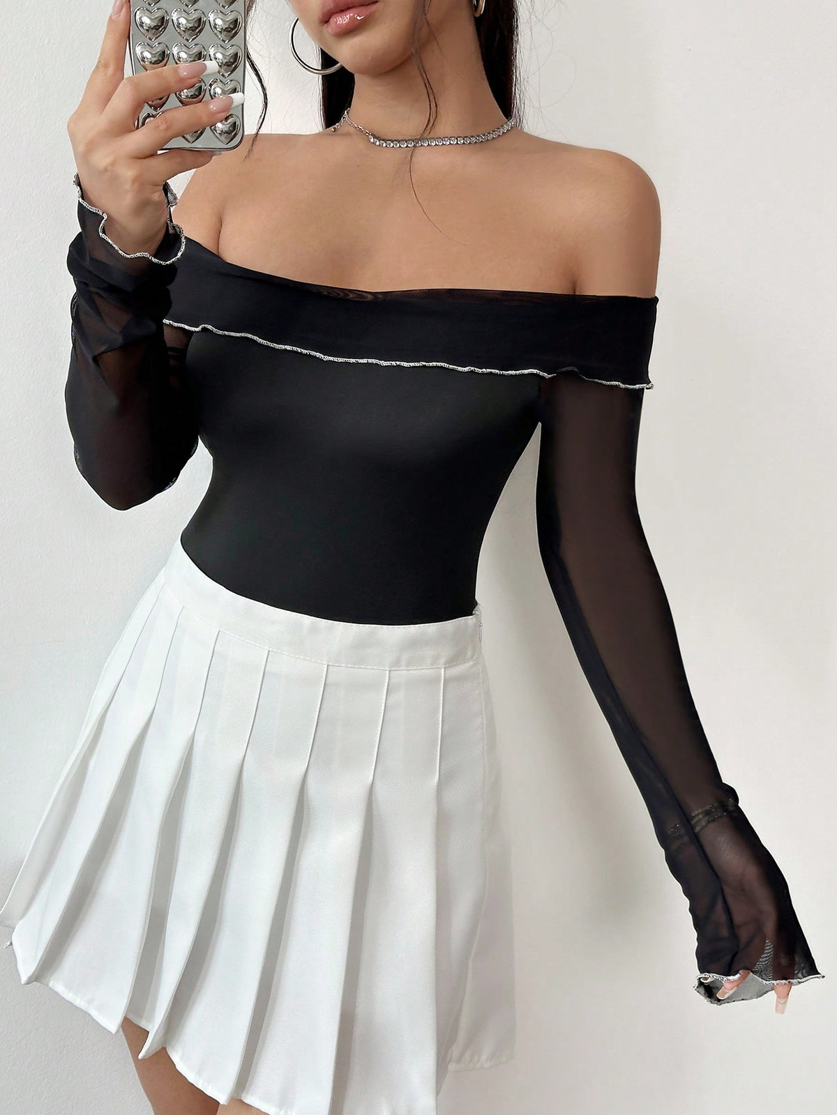 Women'S Off Shoulder Long Sleeve Bodysuit