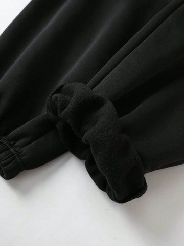 Women's Casual Simple Heart & Letter Print Hoodie And Loose Jogger Pants Two Piece Set For Spring And Autumn