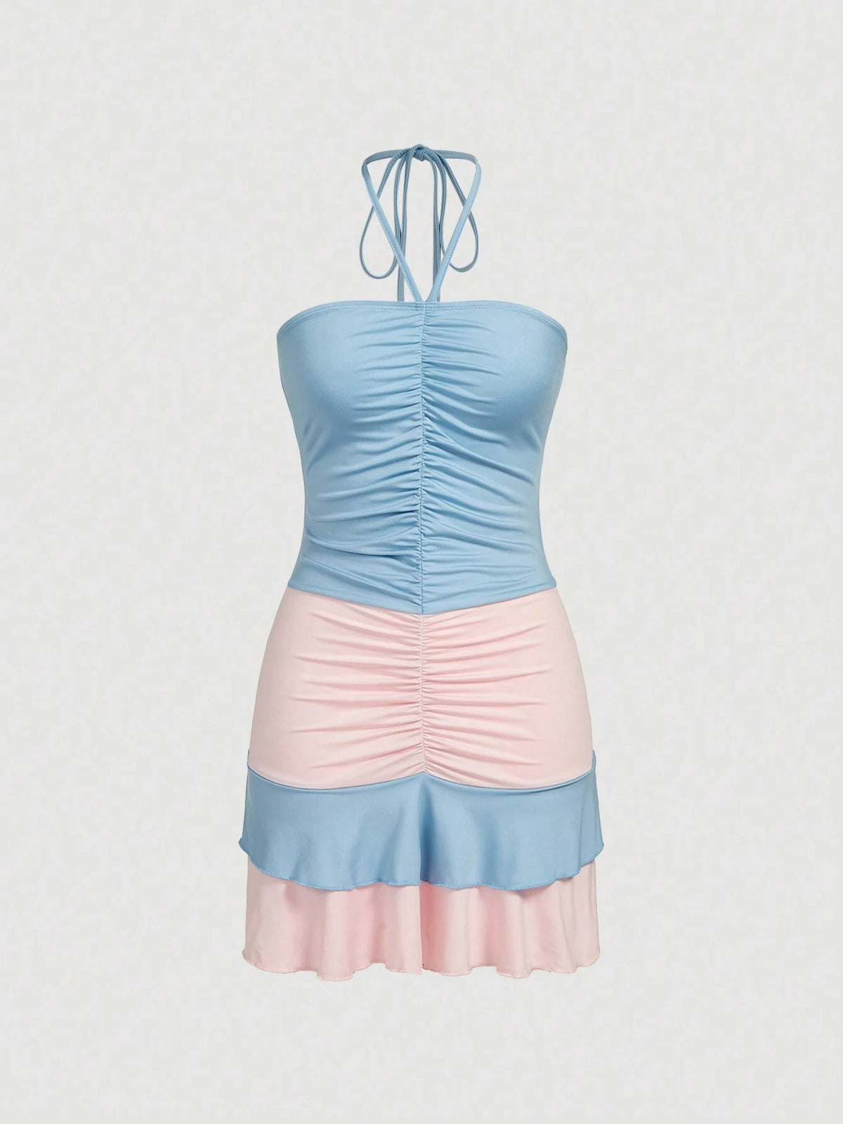 Women's Color Block Ruffle Hem Dress