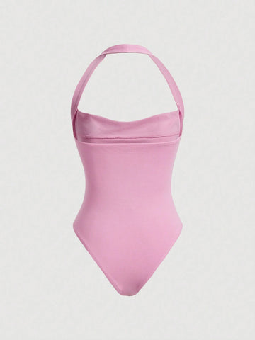 Women's Sleeveless Knitted Halter Neck Bodysuit