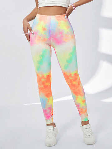 Qutie Women's Slim Fit Tie-Dye Leggings
