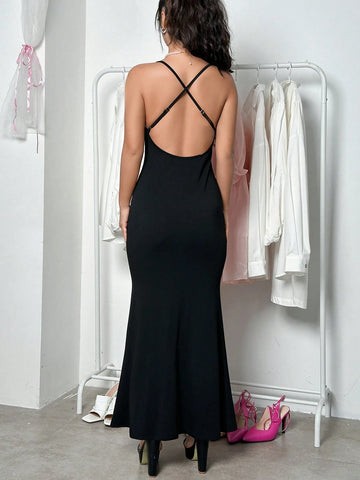 Women's Solid Color Mermaid Tail Cami Dress