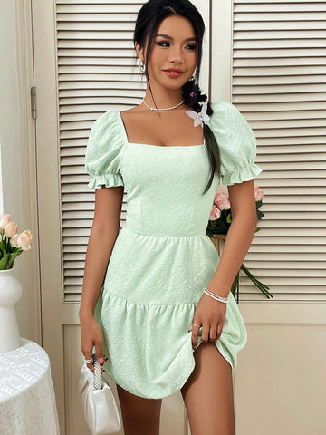 Women's Square Neck Backless Bowknot Dress