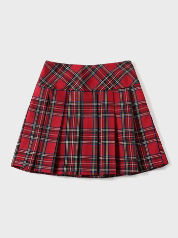 Qutie Zip Side Tartan Pleated Skirt