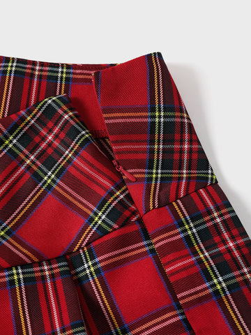 Qutie Zip Side Tartan Pleated Skirt