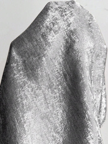 Raffinéa 1pc Solid Color Oblique Collar Puff Sleeve Satin Velvet Blouse