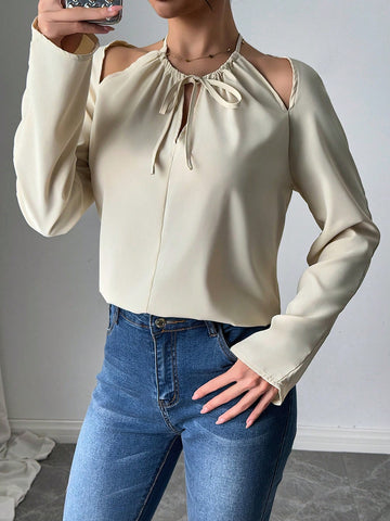 Solid Color Long Sleeve Casual Shirt, Simple & Fashionable For Daily Wear