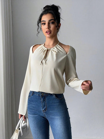 Solid Color Long Sleeve Casual Shirt, Simple & Fashionable For Daily Wear