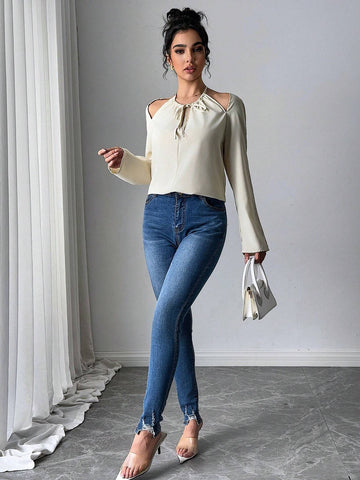 Solid Color Long Sleeve Casual Shirt, Simple & Fashionable For Daily Wear
