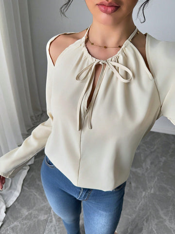 Solid Color Long Sleeve Casual Shirt, Simple & Fashionable For Daily Wear