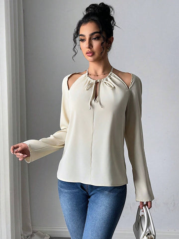 Solid Color Long Sleeve Casual Shirt, Simple & Fashionable For Daily Wear