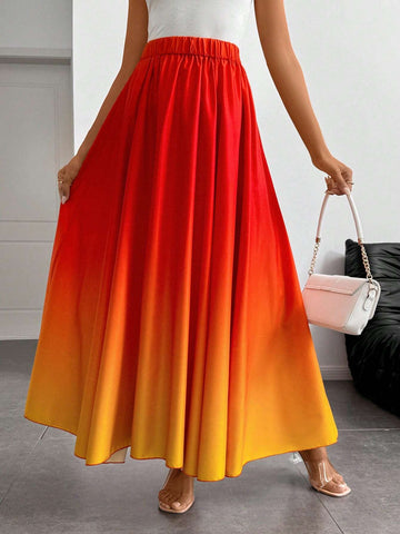 Raffinéa Women Elegant Minimalist Ombre A-Line Casual Vacation Skirt