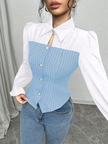 Women Long Sleeve Shirt, Casual Minimalist Style For Daily Wear