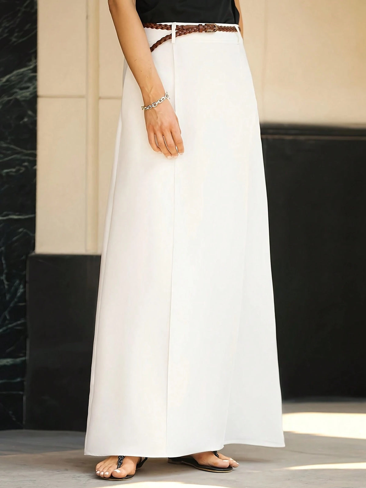 Raffinéa Women's Casual White A-Line Skirt Maxi Women Outfit