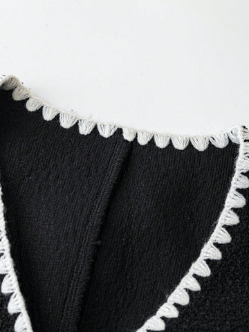 Women's Floral Patchwork Fringe Trim V-Neck Sleeveless Short Dress, Casual Office Wear, Party,