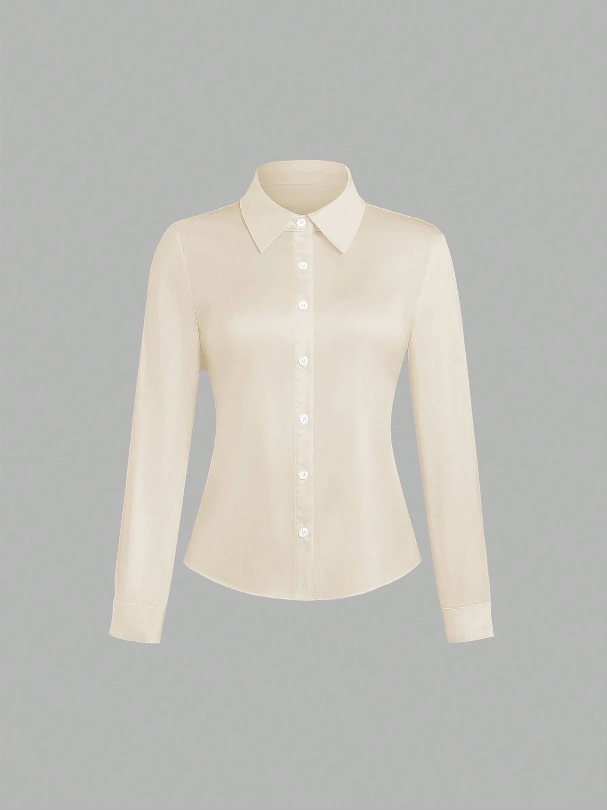 Women's Solid Color Button Front Long Sleeve Casual Top, Everyday Wear