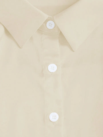 Women's Solid Color Button Front Long Sleeve Casual Top, Everyday Wear