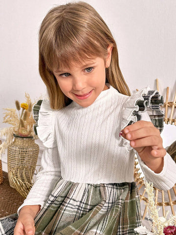 Ranchside Kids Girls Elegant Cap Sleeve Jacquard Plaid Dress And Scarf Set, For Travel, Party, Vacation, Gift, Fall Season