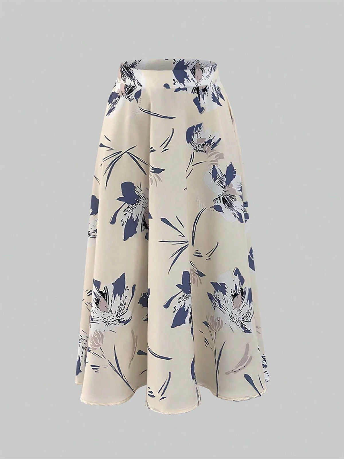 Relaxiva Women Floral Print Vacation Elegant Mid-Length Skirt
