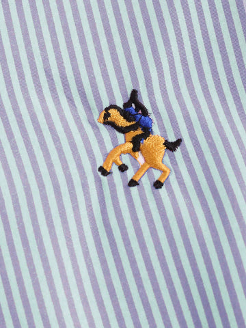 Relaxiva Women's Autumn Long Sleeve Single-Breasted Embroidered Striped Shirt