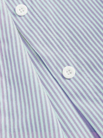 Relaxiva Women's Autumn Long Sleeve Single-Breasted Embroidered Striped Shirt