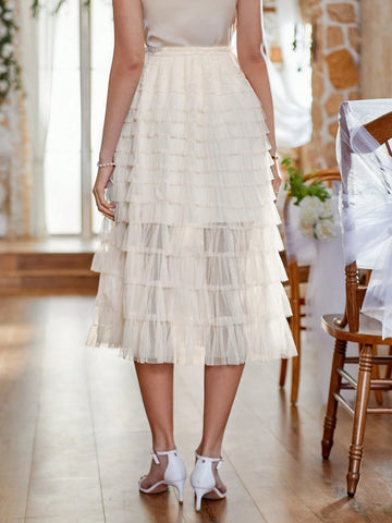 Rosie Ladies' Multi-Layer Ruffle Hem Knee-Length Skirt