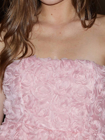 Romantic & Sexy Party Banquet 3D Floral Decor Strapless Dress