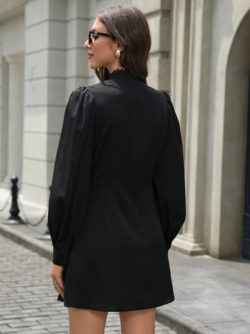 Women's Cutout Front Tie-Up Waist Flattering Long Sleeve Midi Dress, Autumn