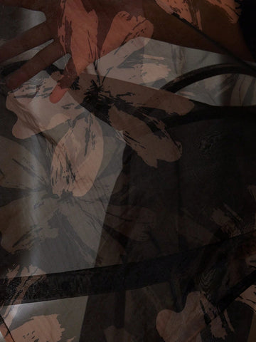 Women's Fashion Floral Print Tie Neck Sheer Pullover Sweater For Autumn/Winter