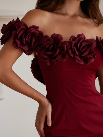 Women's Floral Embellished Sexy Bodycon Mini Dress, Ideal For Party/Date Night