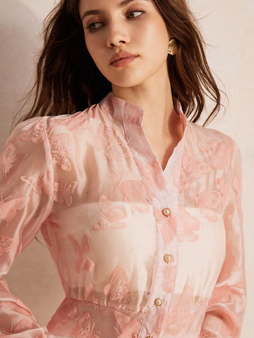 Rosie Women's Random Embossed Long Sleeve Shirt