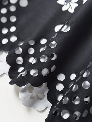 White Long Sleeve Dress,Ladies Lace V Neck Long Sleeve Hollow Print Straight Fashion Casual