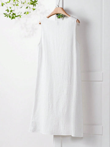 Women Casual Sleeveless Asymmetrical Hem Design Short Dress, Spring/Summer