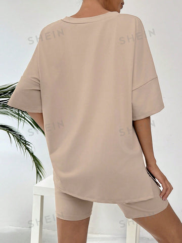 Ladies' Solid Color Casual Two-Piece Set