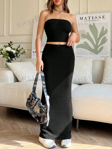 Women's Solid Color Slim Fit 2 Pieces Set