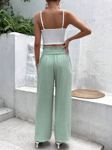Women's Solid Color Camisole And Pants Two-Piece Set