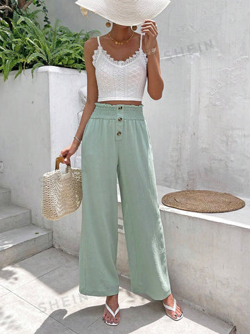 Women's Solid Color Camisole And Pants Two-Piece Set
