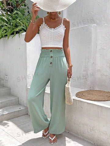 Women's Solid Color Camisole And Pants Two-Piece Set