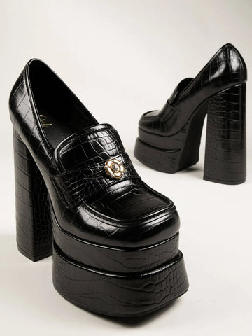 Women Shoes Everyday Gold Embellishment Squared Toe High Heeled