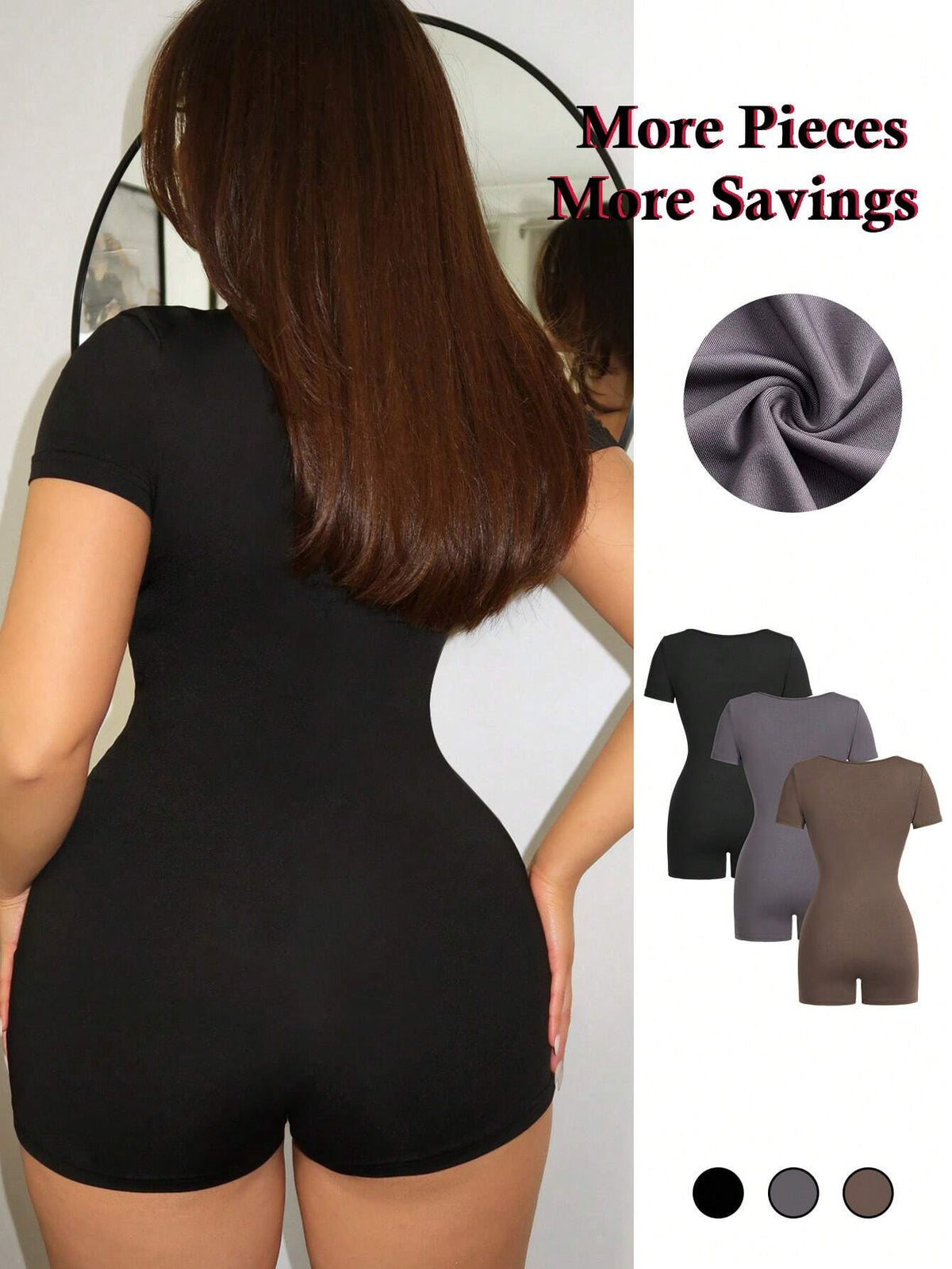 3pack Women's High Stretch Knit Bodysuit