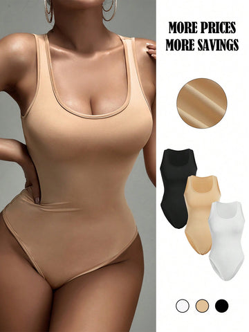 3pcs/Set Slim Fit Women'S Vest Bodysuit