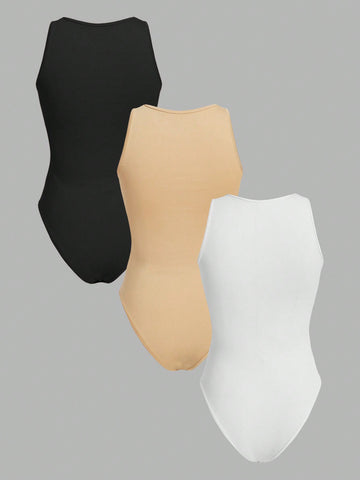 3pcs/Set Slim Fit Women'S Vest Bodysuit