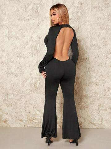 Backless Jumpsuit With Large Hollow Out Design