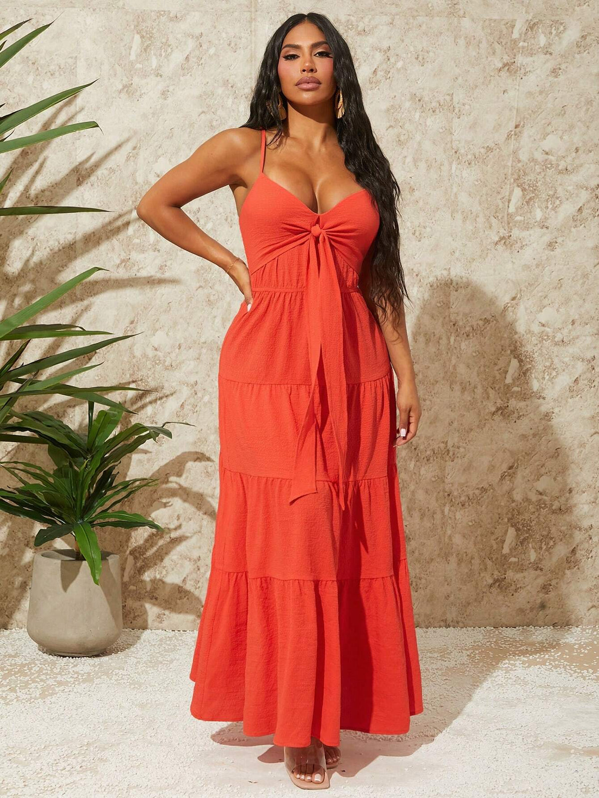 Backless Spaghetti Strap Women's Dress With Oversized Dress
