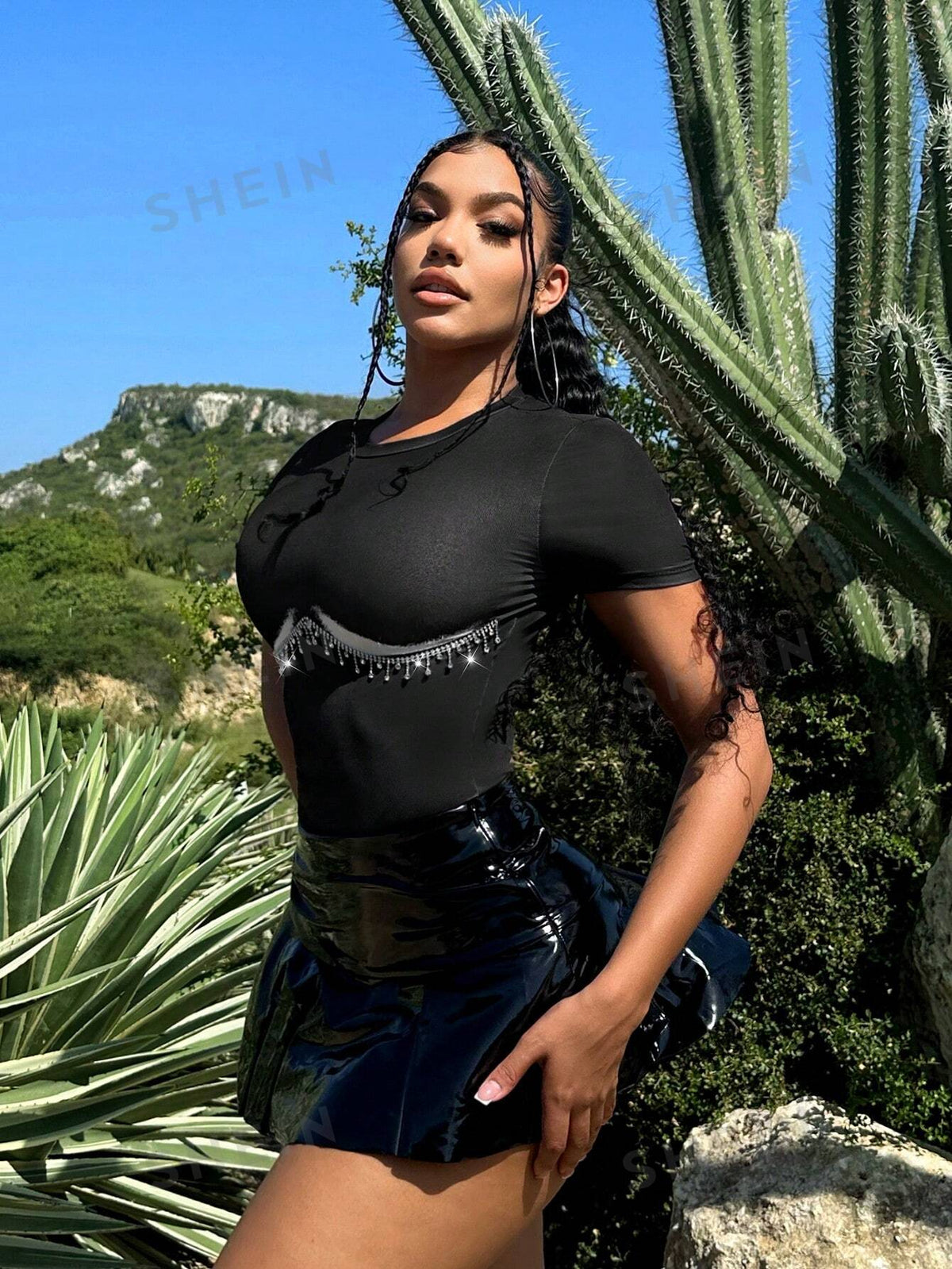 Concert Music Festival Outfits Rhinestones Fringe Sexy Bodysuit, Suitable For Music Festival